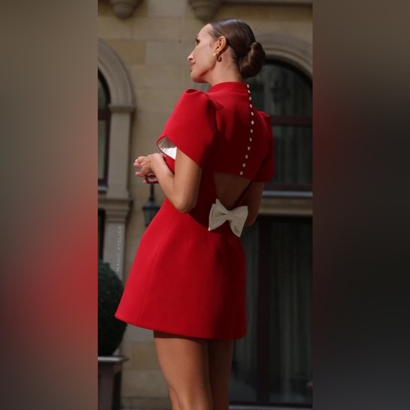 Adela Cut-out Bowknot Mini Dress - Picture 2 of 16